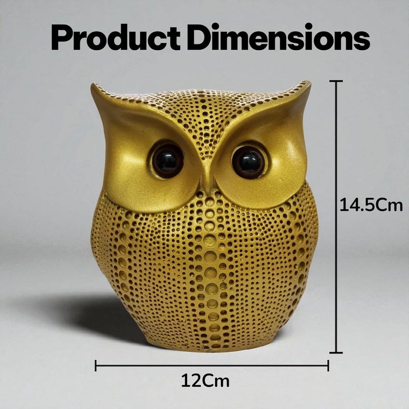 RIANZ® Golden Resin Owl Showpiece - Handcrafted Decorative Figurine for Home & Office - Image 3